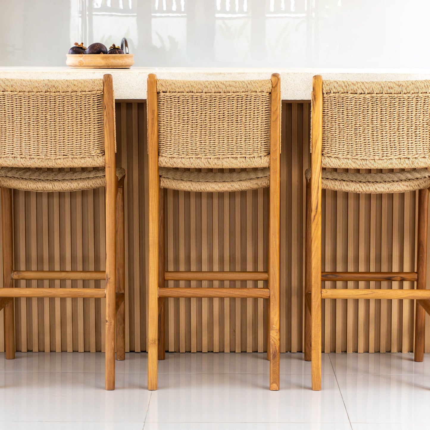 Zara Teak & Rattan Bar Stool