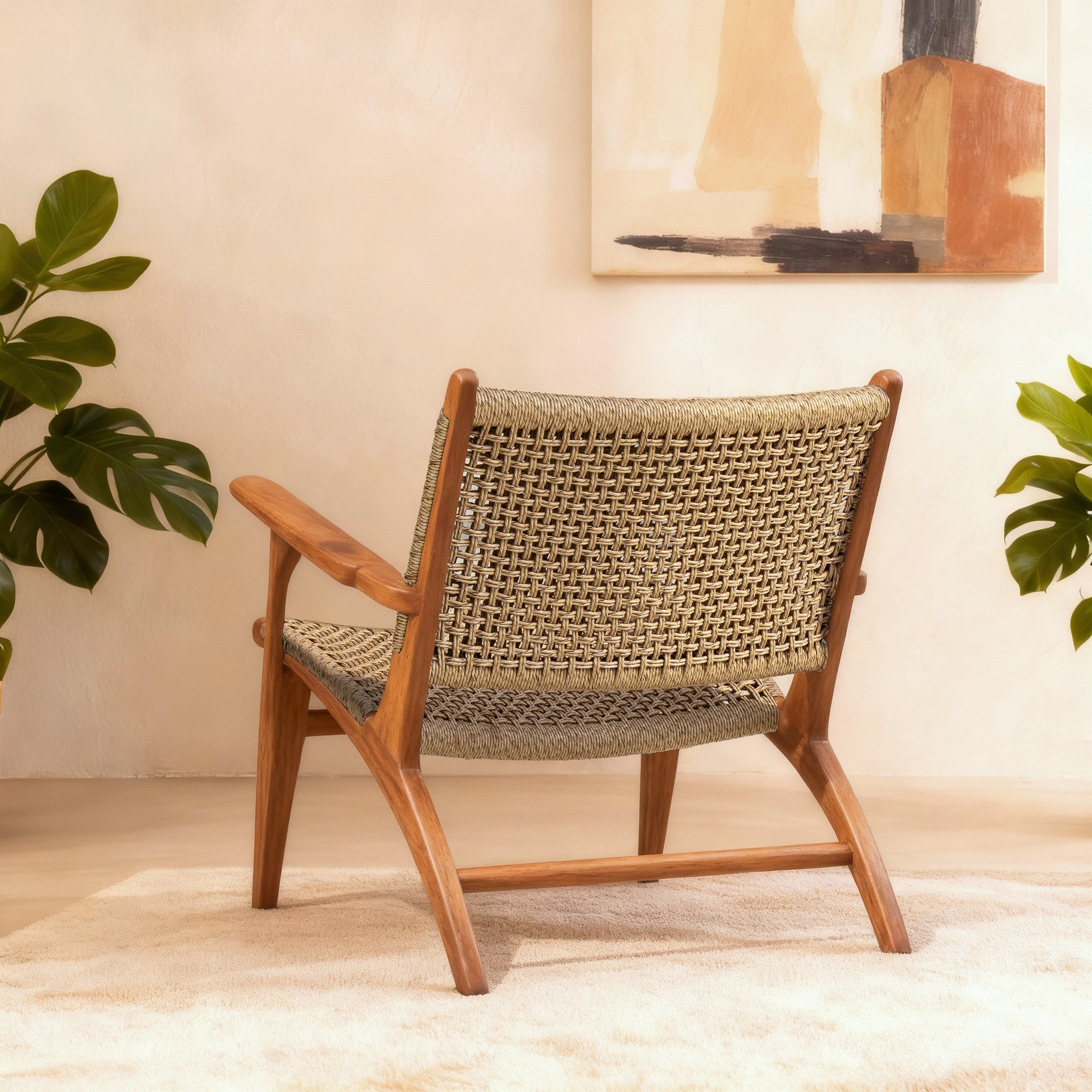 Zara Teak & Rattan Accent Armchair