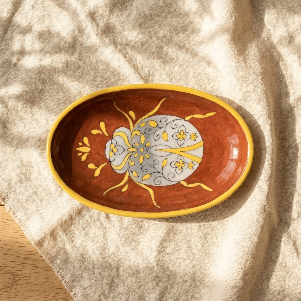 Blue Pottery Trinket Tray — Hand-Painted Ceramic Ring Dish | Jaipur Blue Pottery