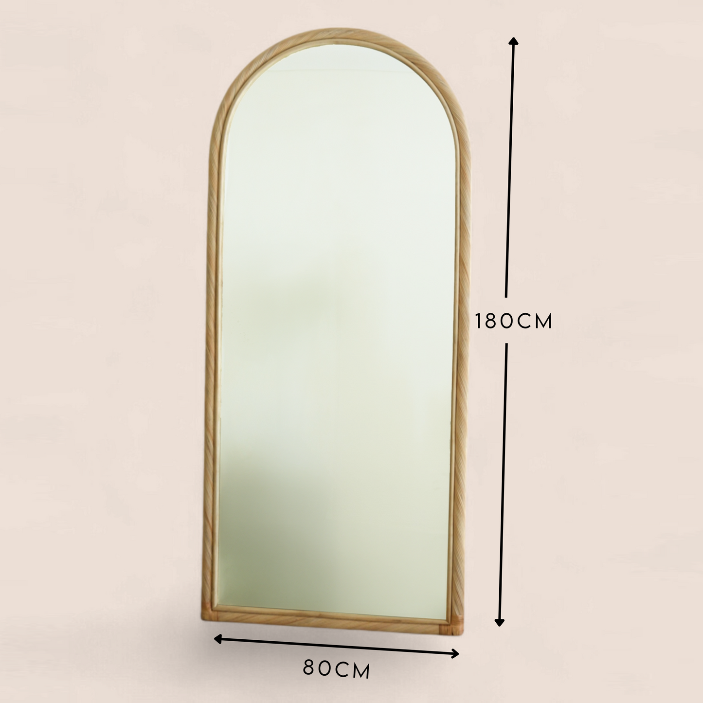 Citra Teak Leaning Mirror - Handcrafted Rattan & Teak Elegance
