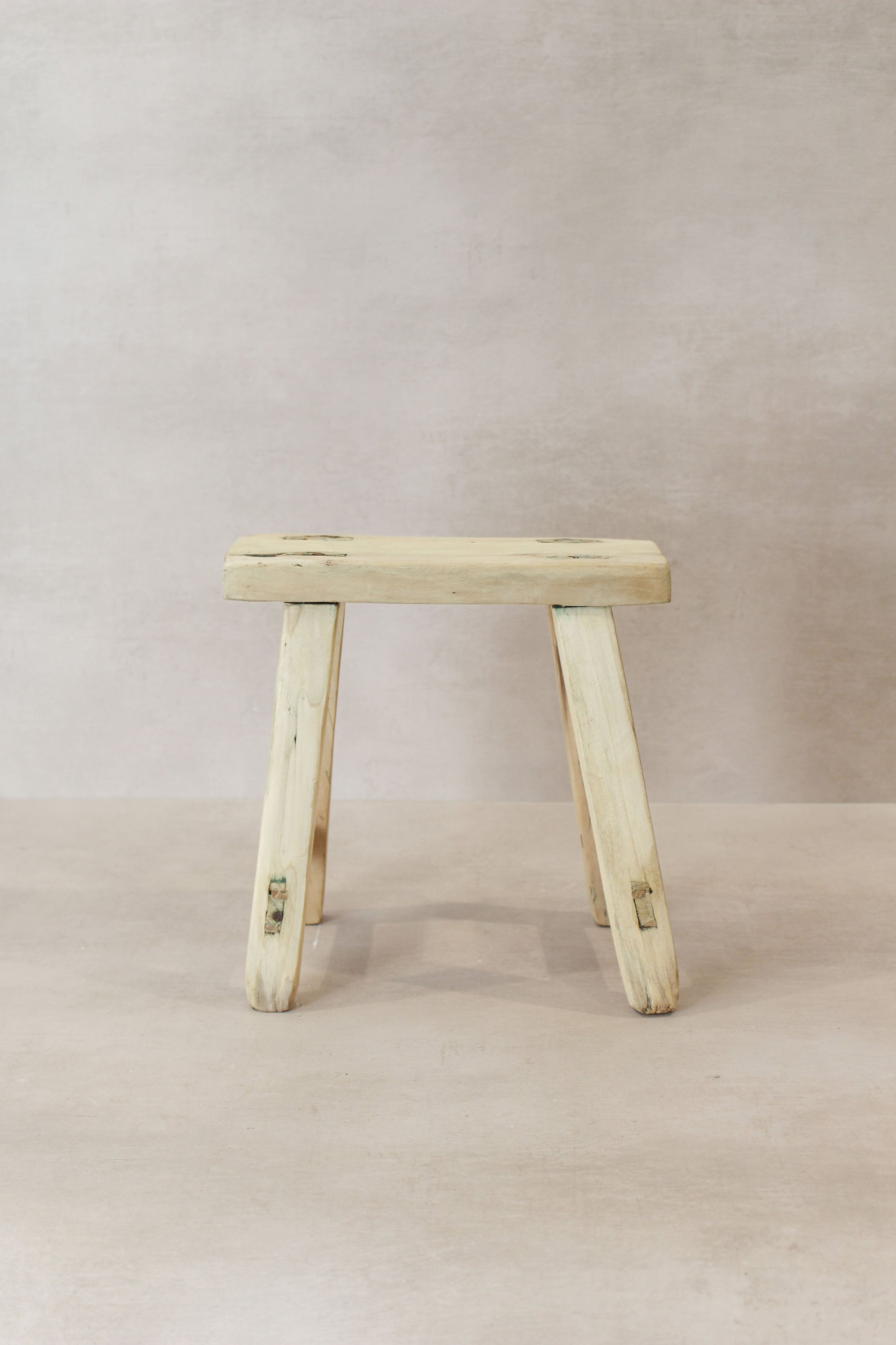 Vintage Rustic Elm Wood Stool - Small - No 19