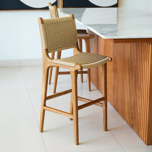 Zara Teak & Rattan Bar Stool