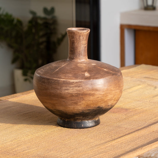 Raga Ceramic Vase- Handmade- Chocolate