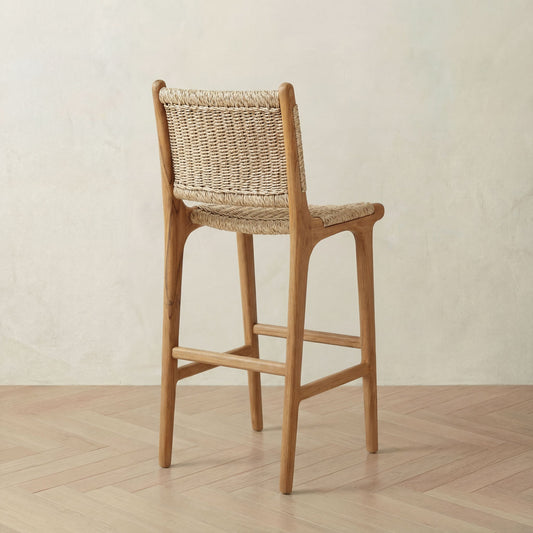 Zara Teak Rattan Bar Stool