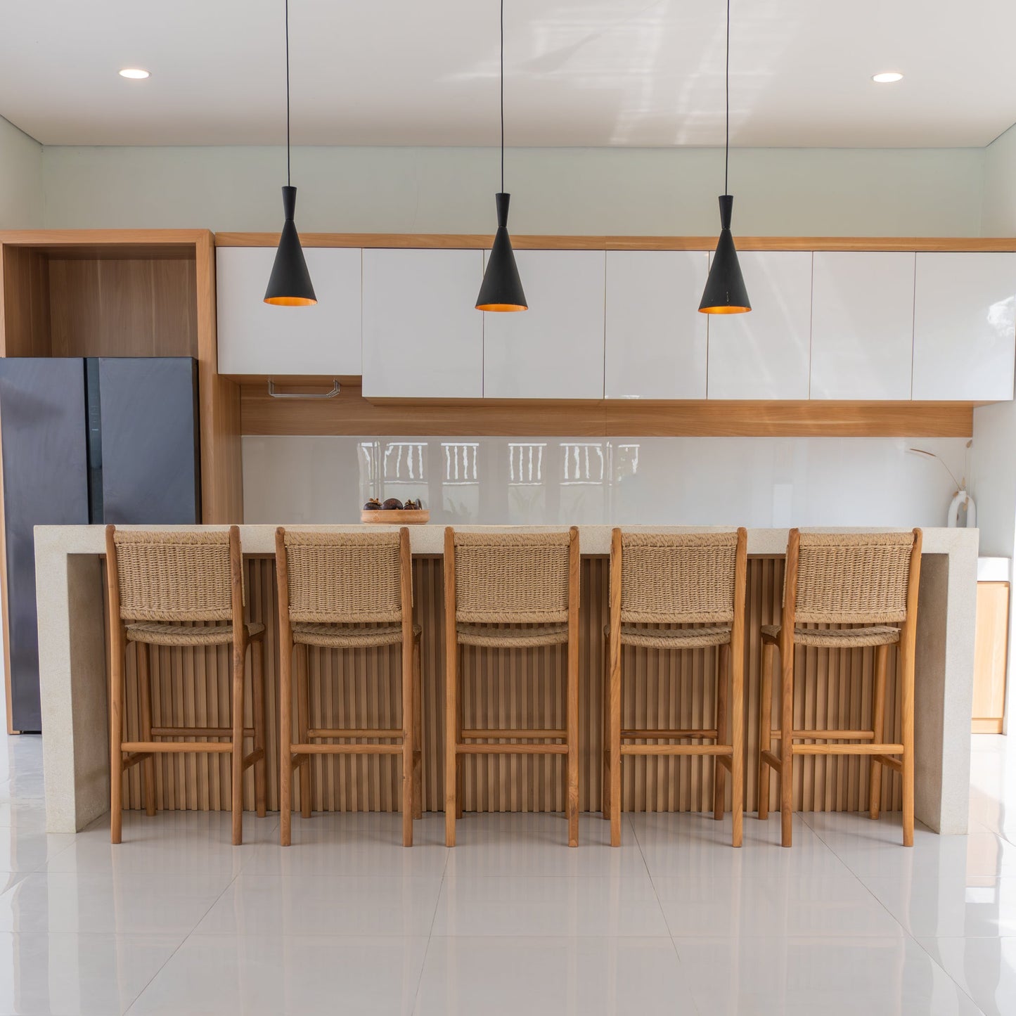 Zara Teak & Rattan Bar Stool