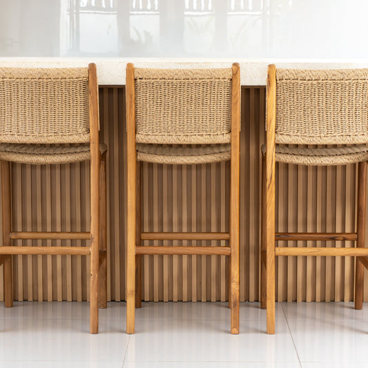 Zara Teak Rattan Bar Stool