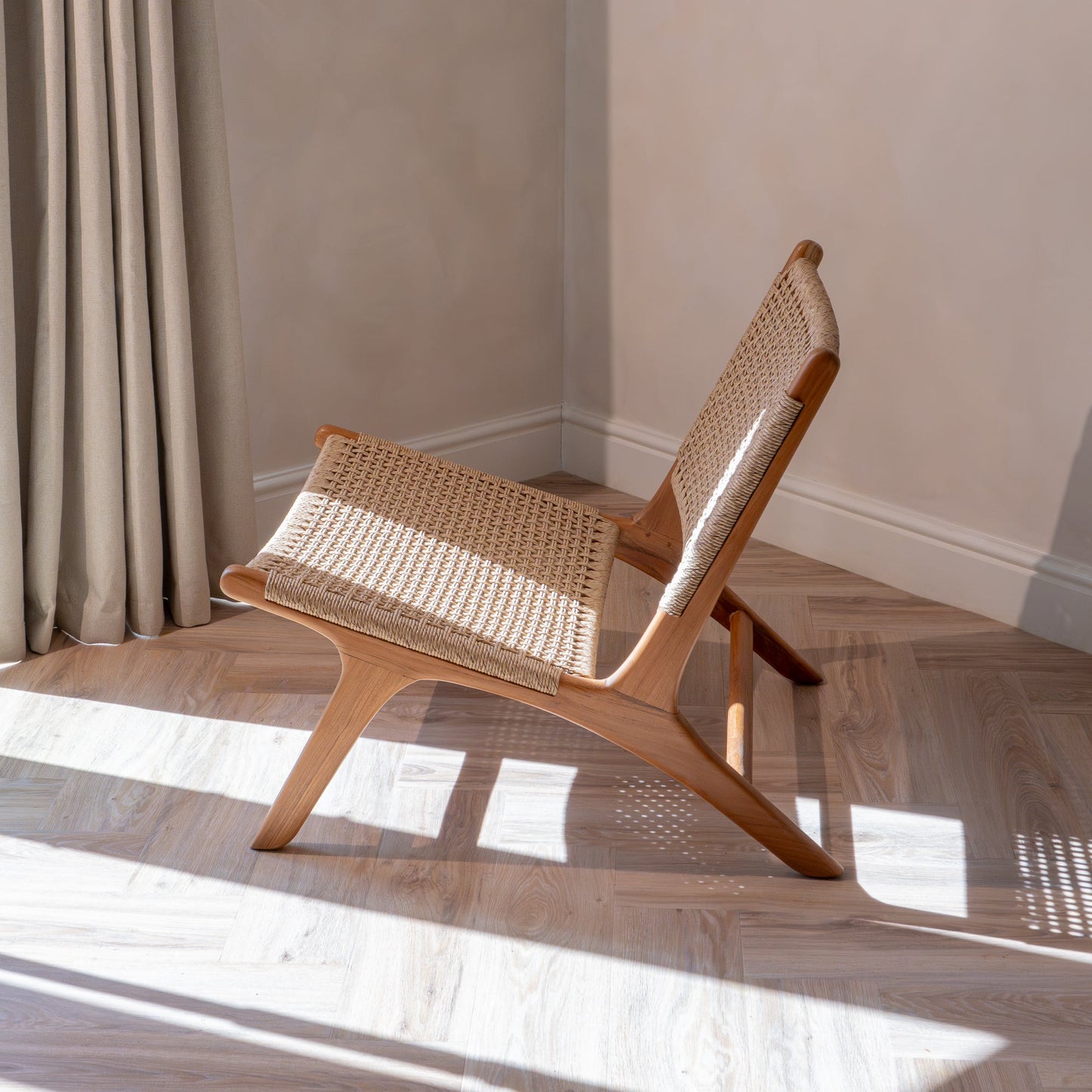 Zara Teak & Rattan Accent Chair- Handmade- Teak