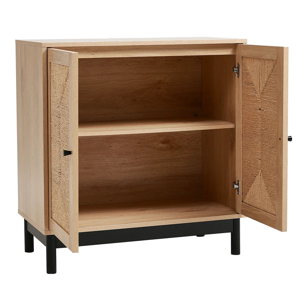 Rattan double door wooden sideboard- Natural