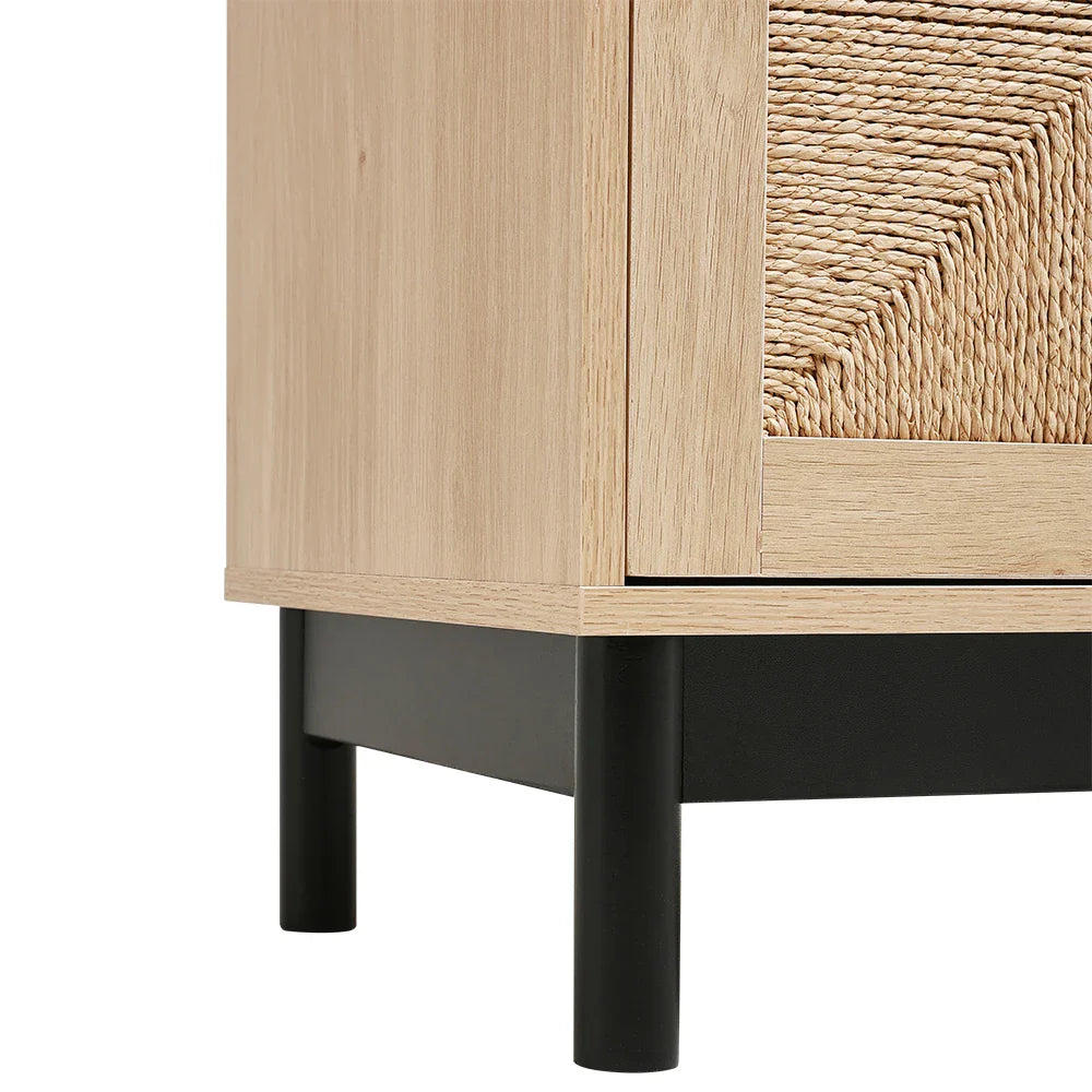 Rattan double door wooden sideboard- Natural