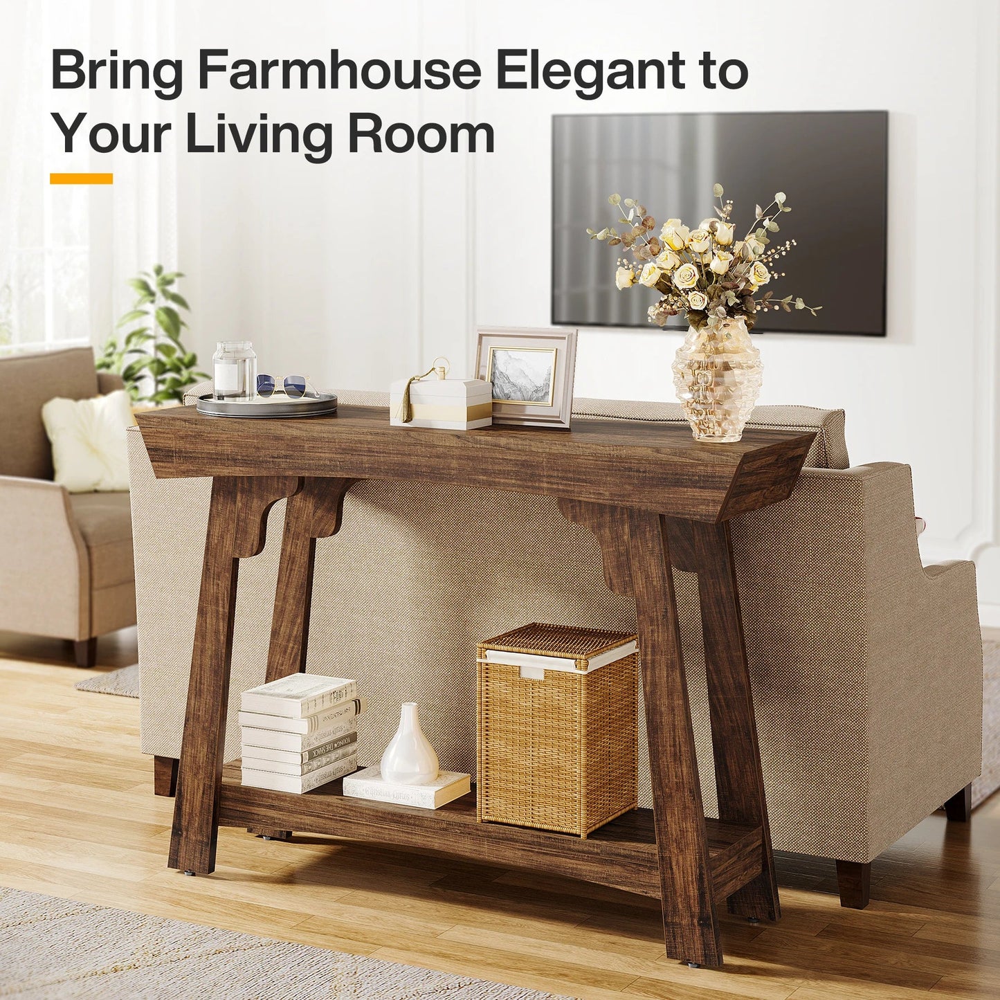 2-Tier Entryway Table- Rustic Brown