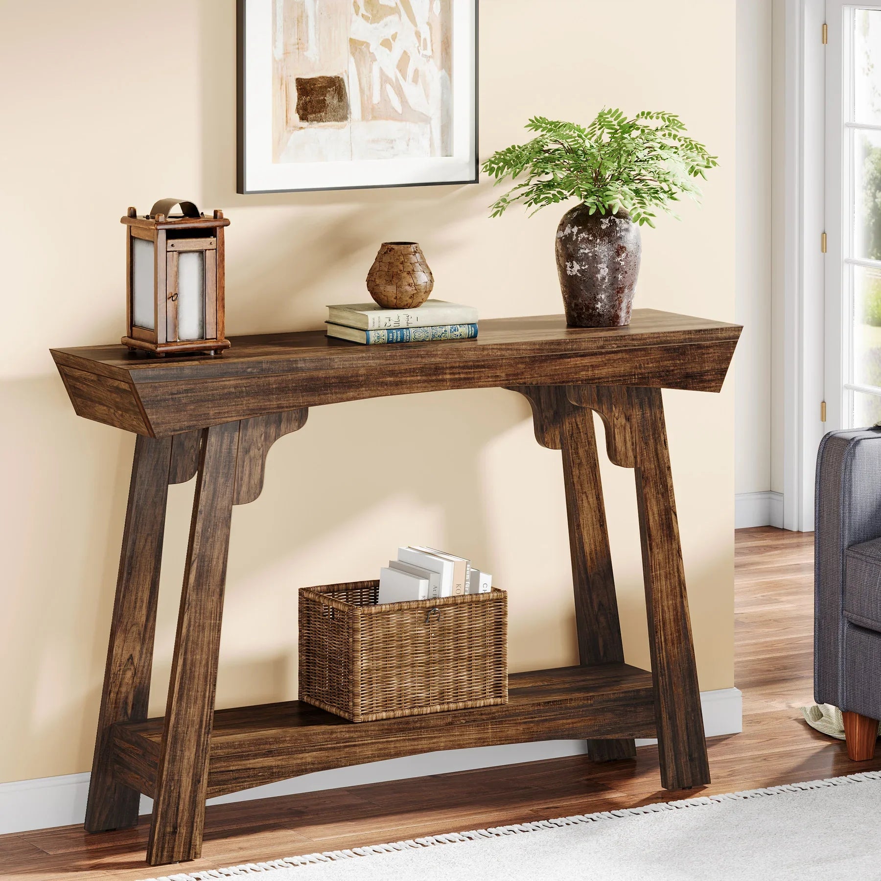2-Tier Entryway Table- Rustic Brown