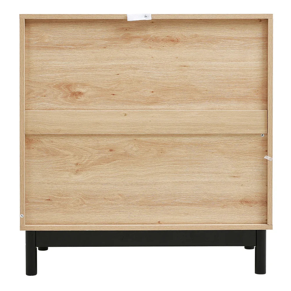 Rattan double door wooden sideboard- Natural
