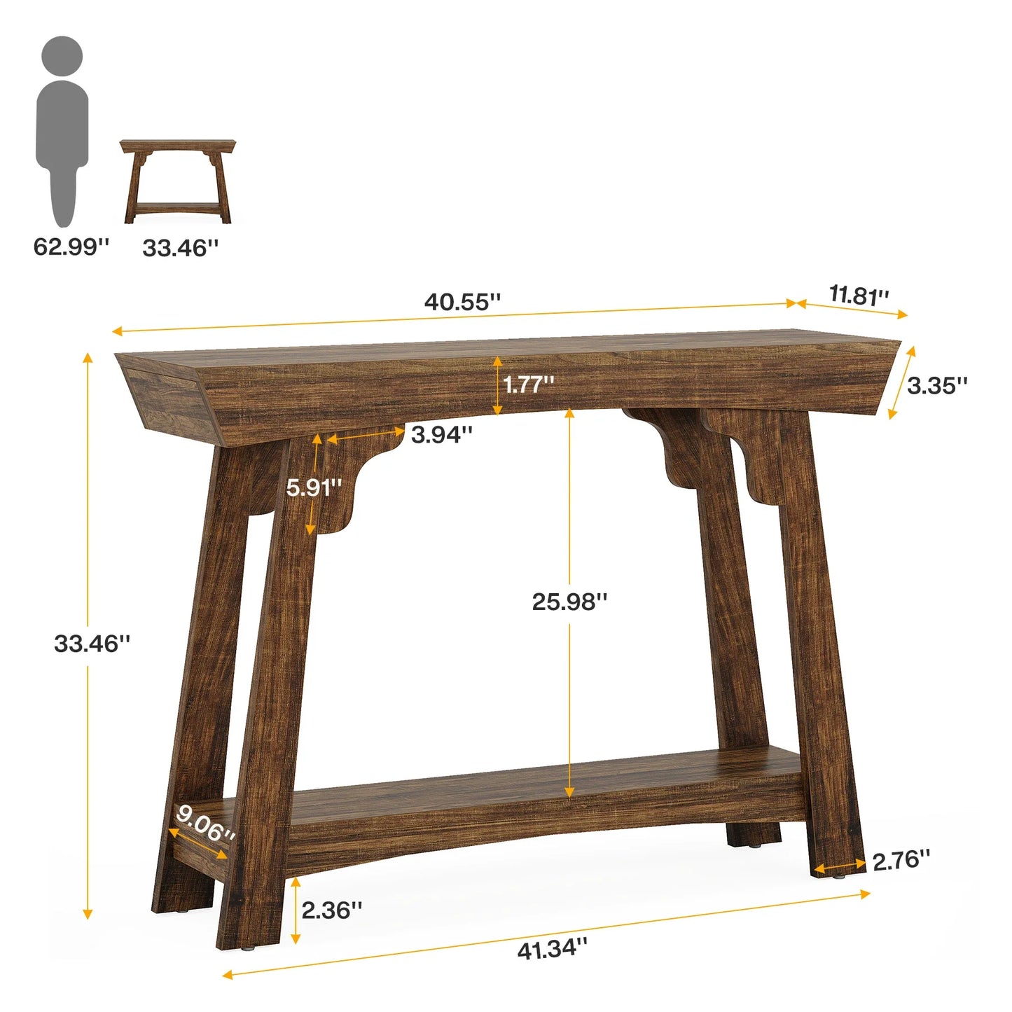 2-Tier Entryway Table- Rustic Brown