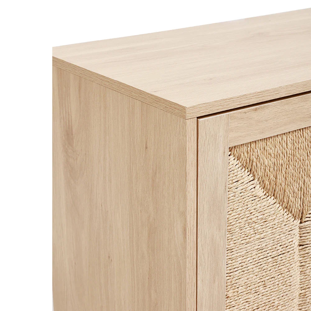 Rattan double door wooden sideboard- Natural