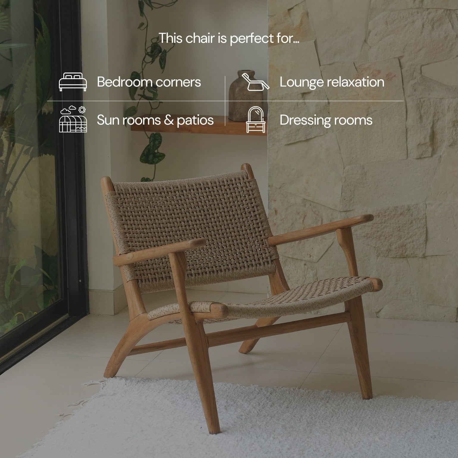 Zara Teak & Rattan Accent Armchair