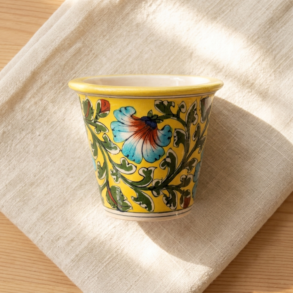 Blue Pottery Planter 4" — Handcrafted for Succulents & Herbs | Jaipur Blue Pottery