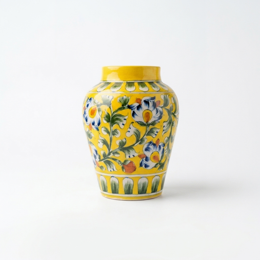 Jaipur Blue Pottery Vase — Hand-Painted Cobalt Floral, Artisan Ceramic | Unique Homeware Gift UK