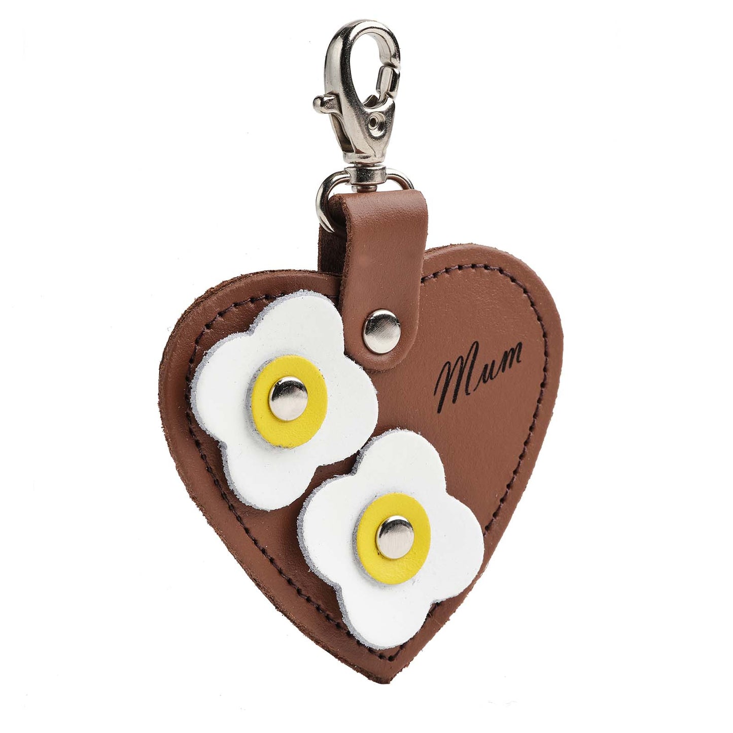 Love heart bag charm - with 'Mum' engraving - Chestnut