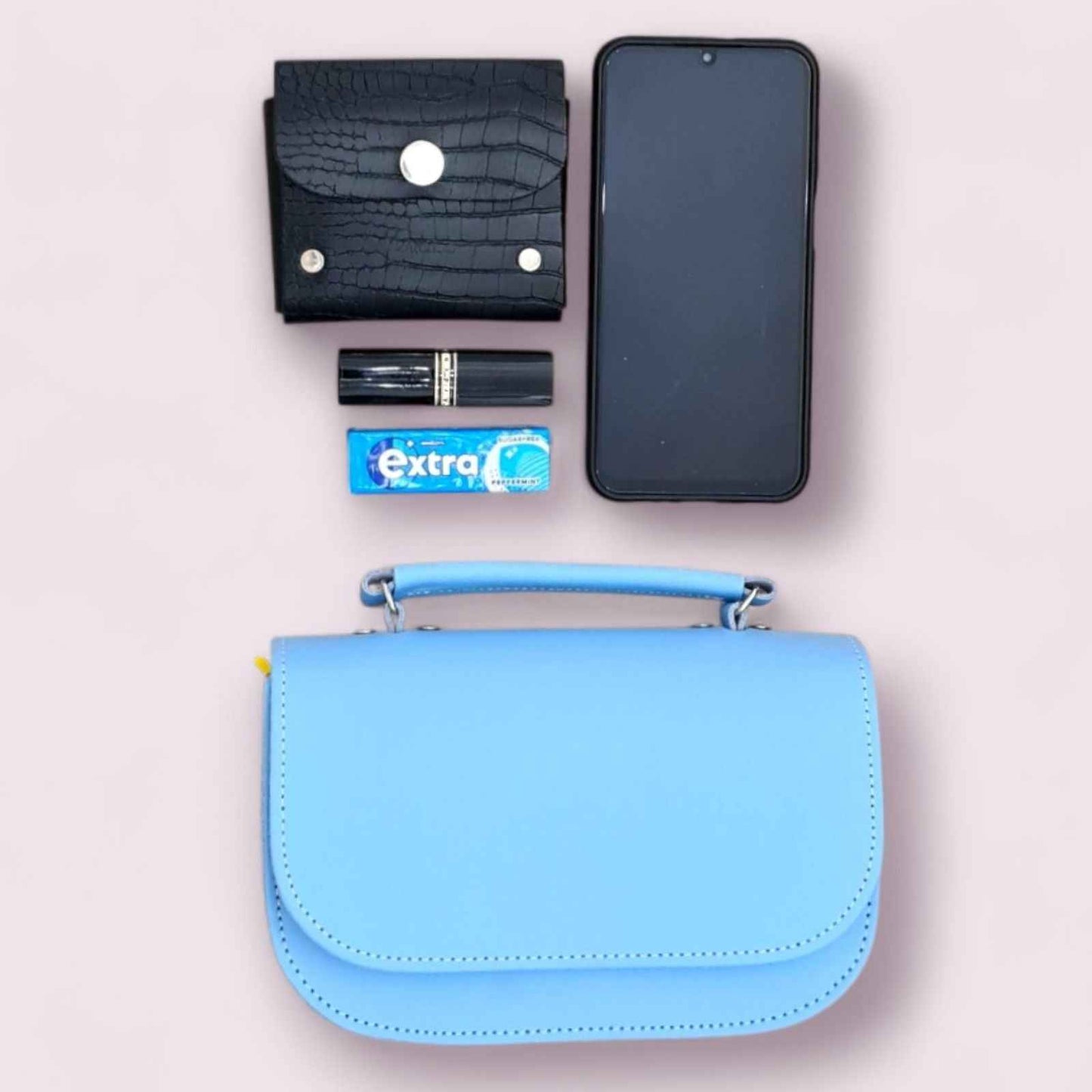 Aura Handmade Leather Bag Baby Blue