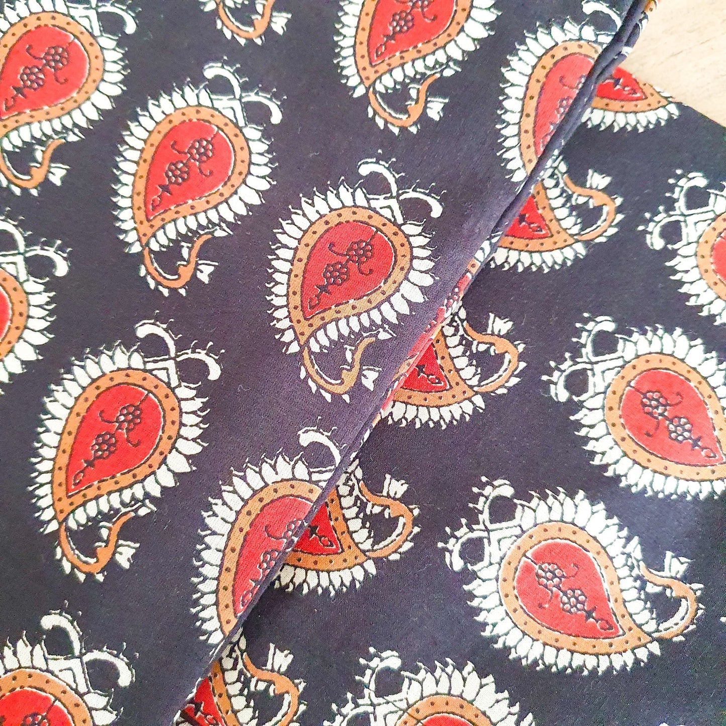 Bagru paisley block-printed placemats set of 2, handmade table mats