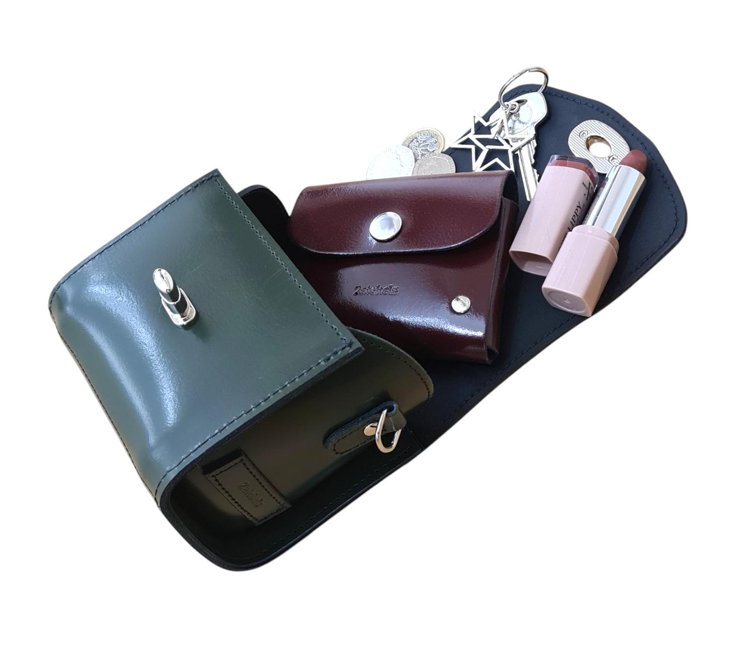 Bauble Handmade High Shine Leather Handbag - Red