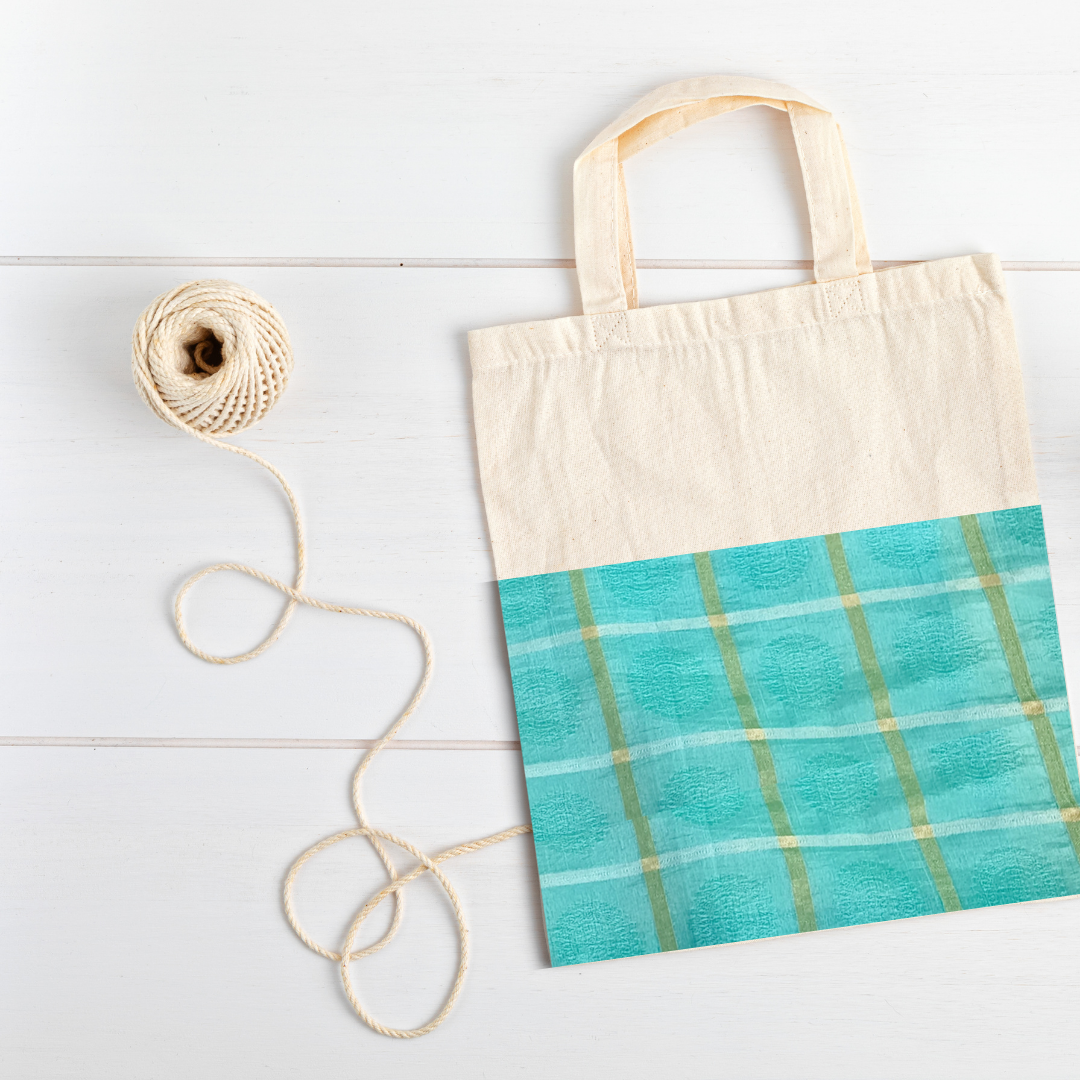 Half sari, Half cotton Tote bag. Handcrafted in India