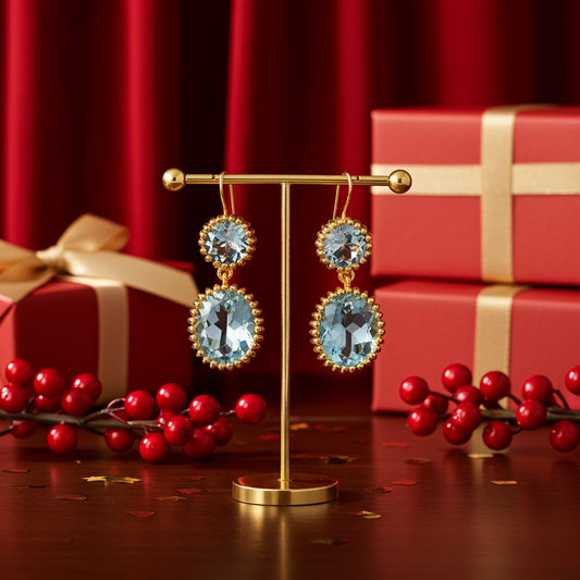 Gold Sky Blue Topaz Aurelia Earrings