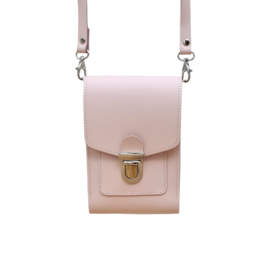 Leather Push Lock Crossbody Phone Case - Cherry Blossom
