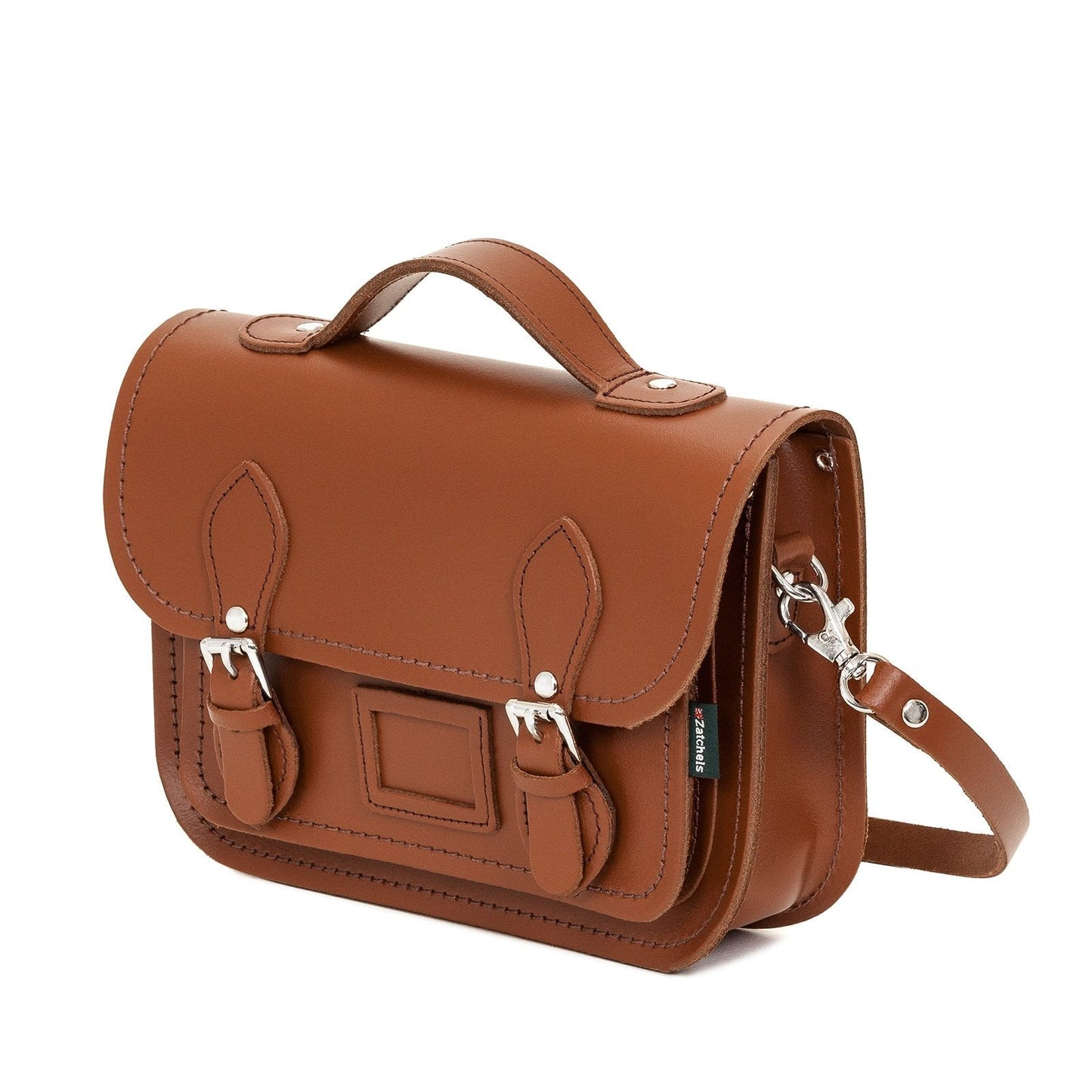 Leather Midi Satchel - Chestnut