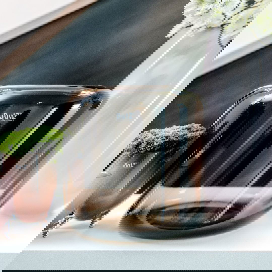 Handmade Flower Glass Vase MAZURKA - Smoky Brown Colour