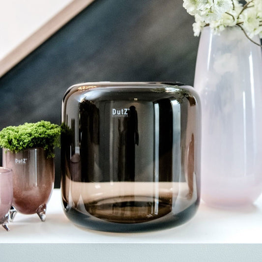 Handmade Flower Glass Vase MAZURKA - Smoky Brown Colour