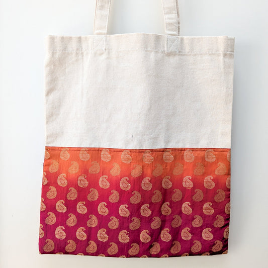 Half sari, Half Cotton Tote bag. Ethically handmade in India