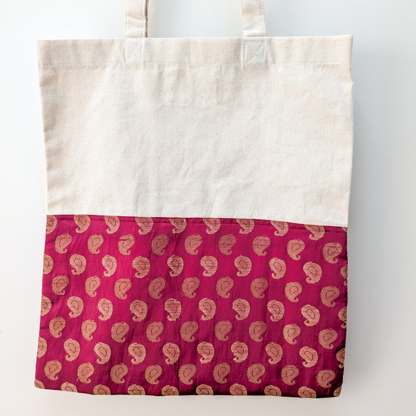 Half sari, Half Cotton Tote bag. Ethically handmade in India