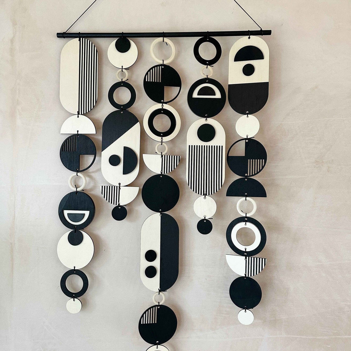 Handmade Modern Monochrome Wooden Wall Art - Home Decor Tapestry