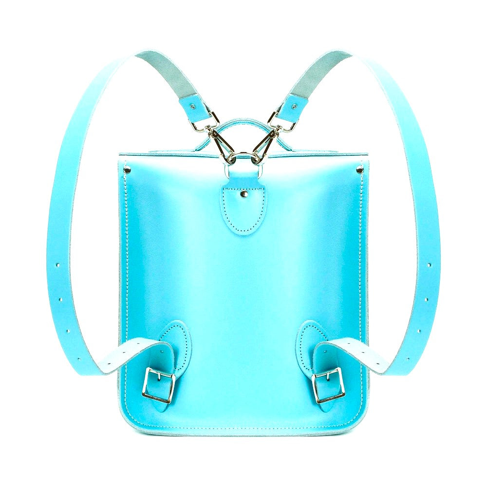 Handmade Leather City Backpack - Limpet -Shell Blue