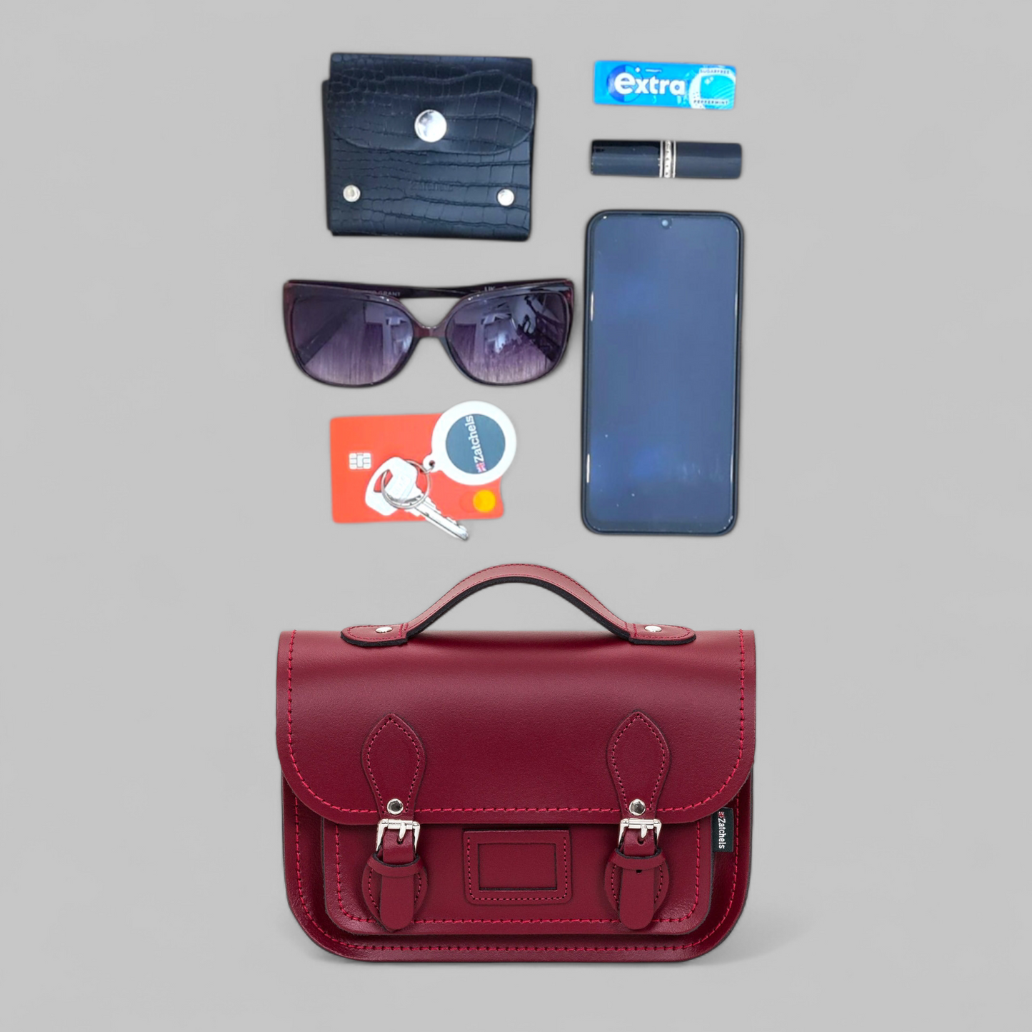 Leather Midi Satchel - Pastel Violet