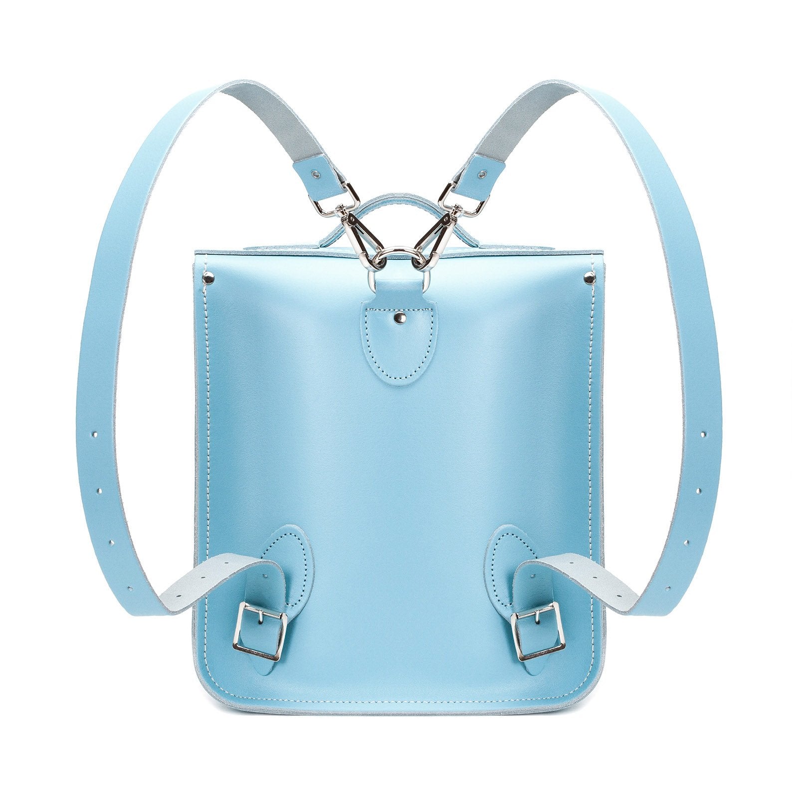 Handmade Leather City Backpack - Pastel Baby Blue