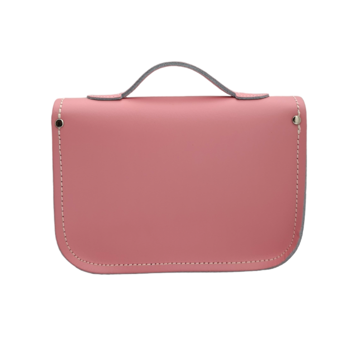 Leather Midi Satchel - Pastel Pink