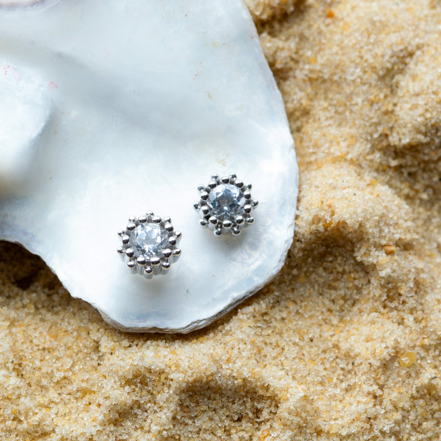 Silver White Topaz Seren Studs