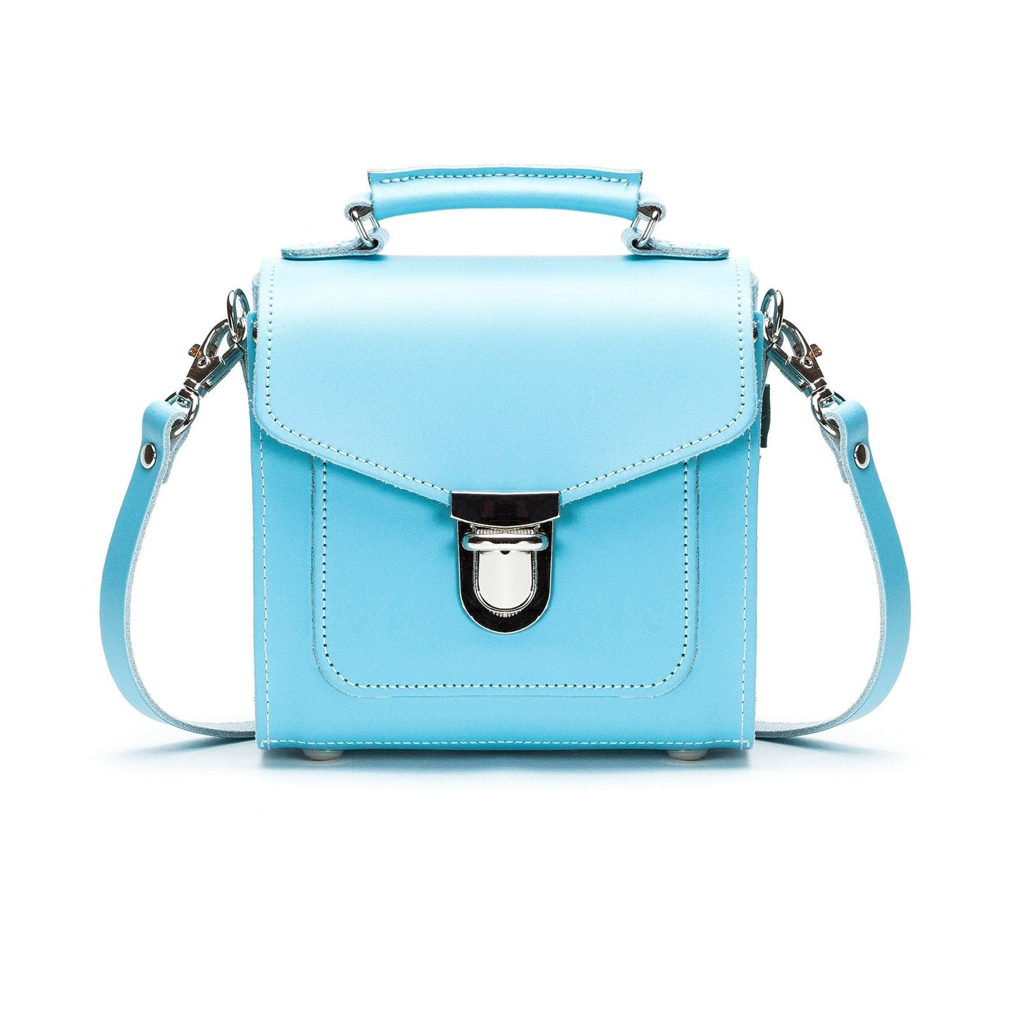 Handmade Leather Sugarcube Handbag - Pastel Baby Blue