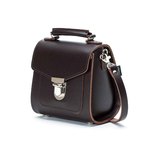 Handmade Leather Sugarcube Handbag - Dark Brown