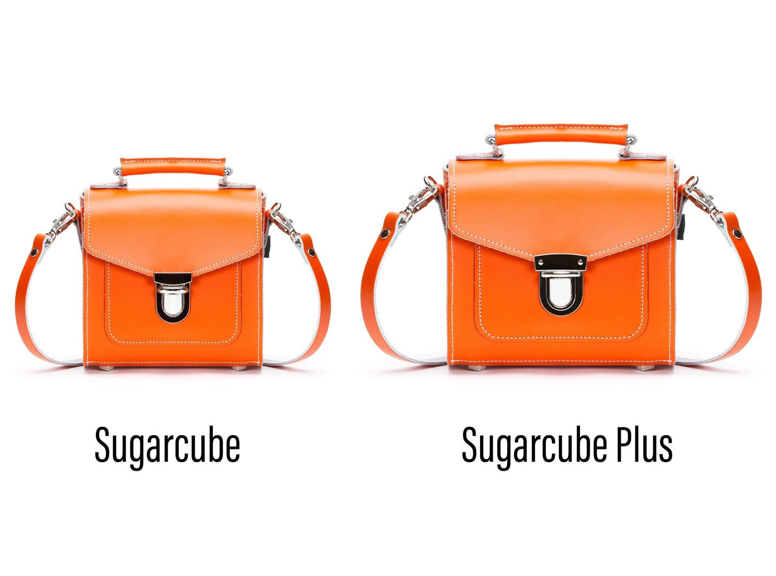Handmade Leather Sugarcube Handbag - Orange