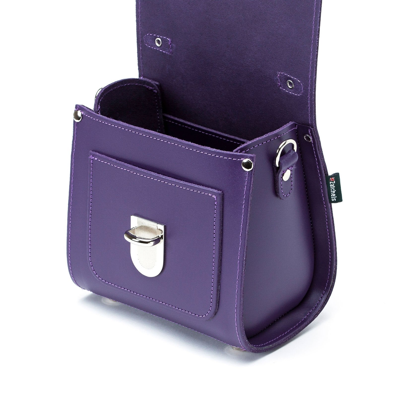 Handmade Leather Sugarcube Handbag - Purple