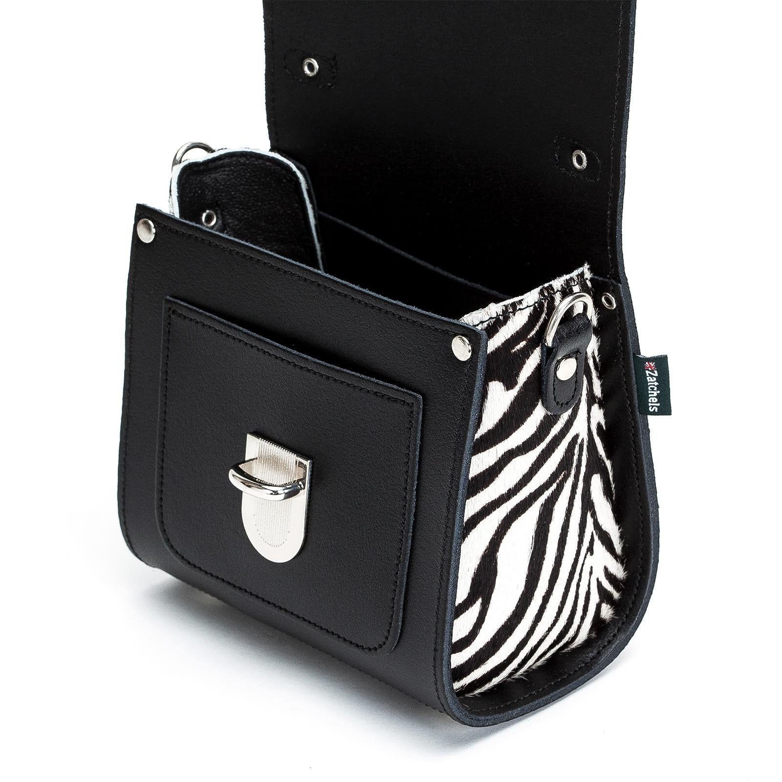 Handmade Leather Sugarcube Handbag - Zebra