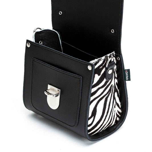 Handmade Leather Sugarcube Handbag - Zebra