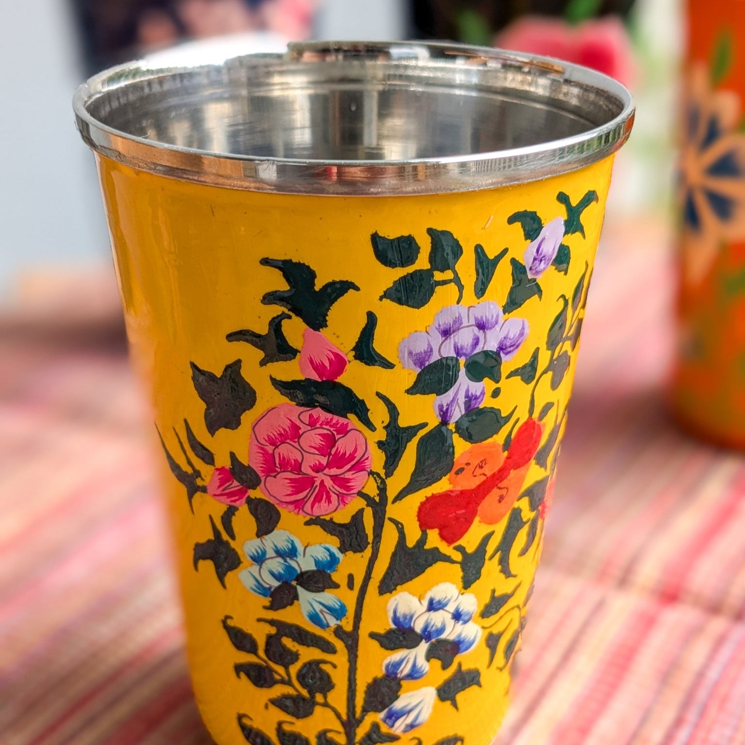 Hand-Painted Stainless Steel Tumblers, Food Safe 400ml Drinking Cups
