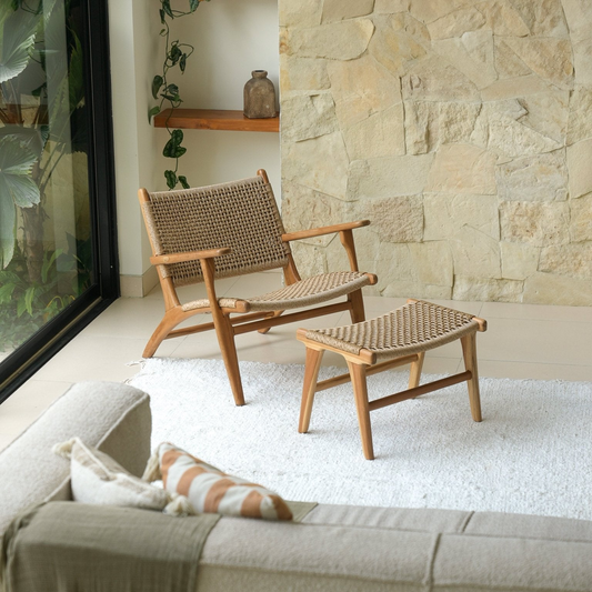 Zara Teak Rattan Accent Armchair