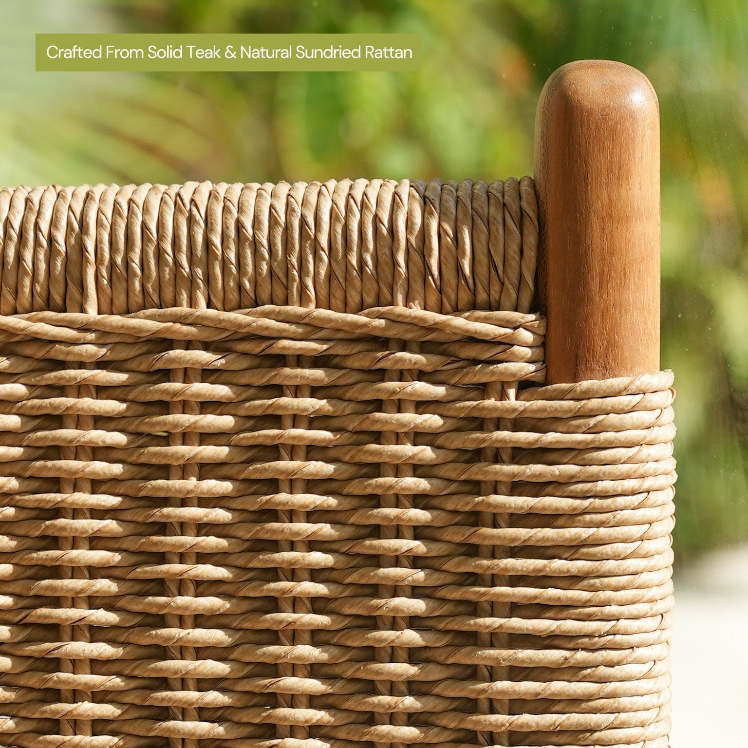 Zara Teak & Rattan Bar Stool With Armrest