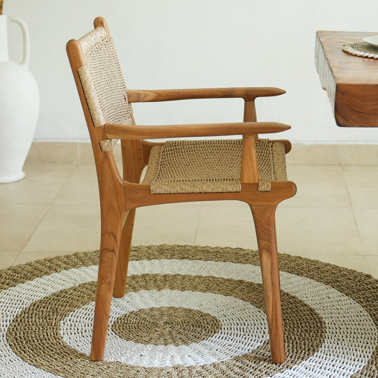 Zara Rattan Dining Chair with Armrest