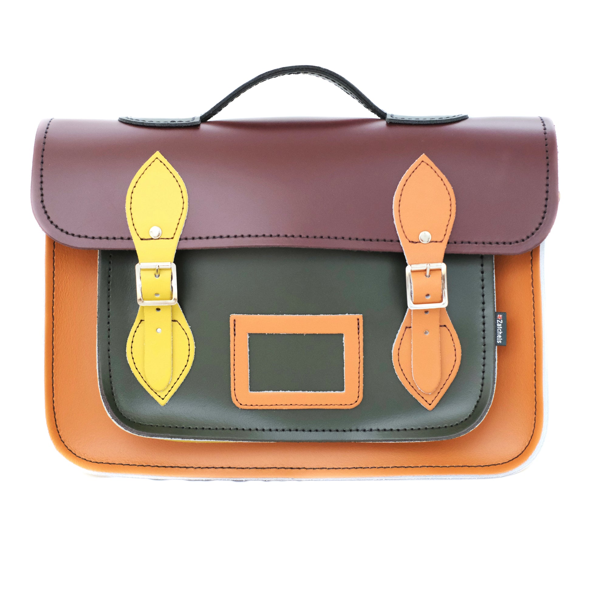 Handmade Leather Satchel - Autumnal Kaleidoscope  
